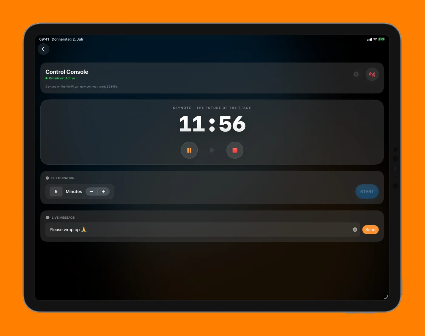 iPad – control console