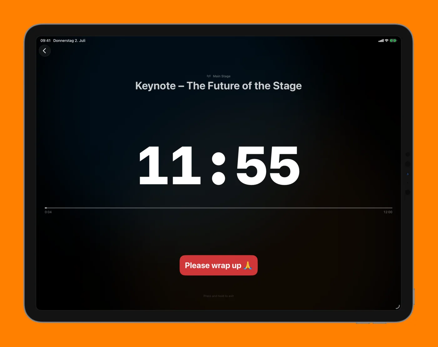 iPad – display view (countdown)