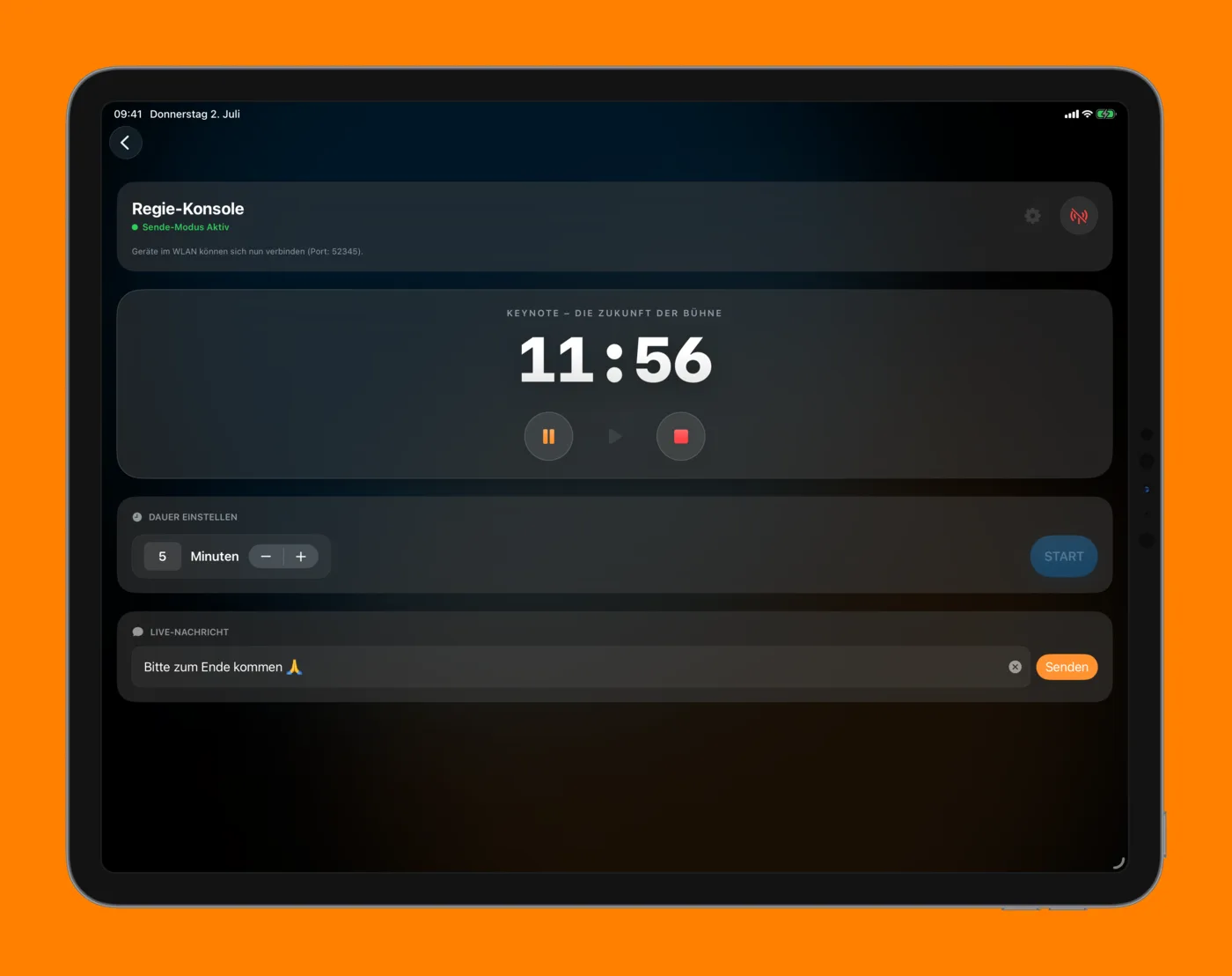 iPad – Regie-Konsole