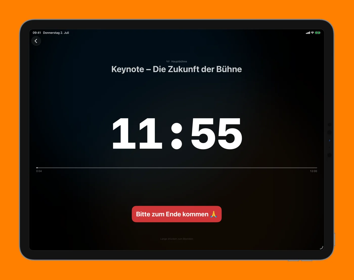 iPad – Display-Ansicht (Countdown)