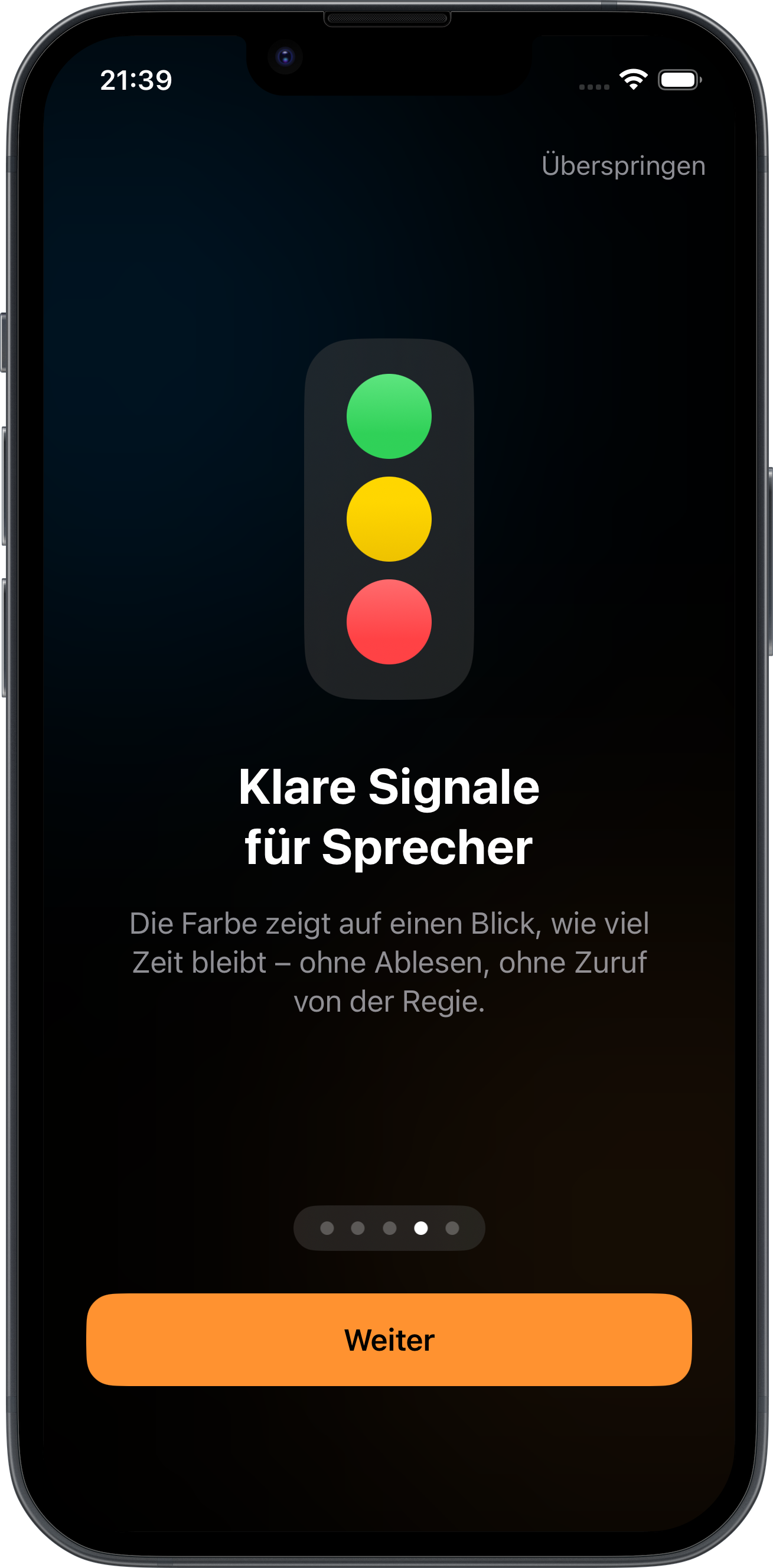 Ampel-System in der App: Grün, Gelb, Rot