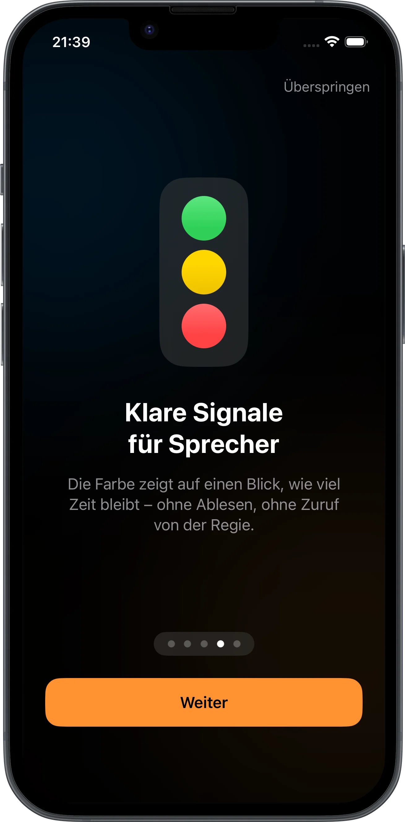 Ampel-System in der App: Grün, Gelb, Rot